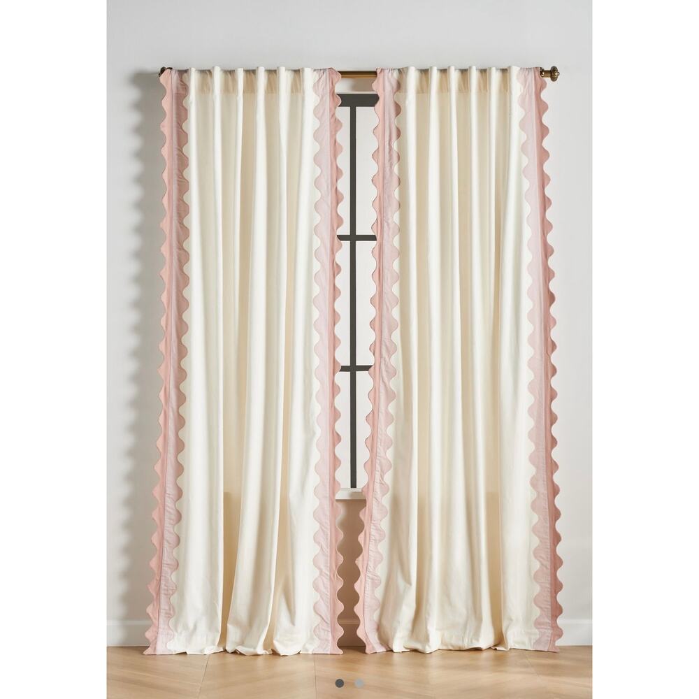 Anthropologie Maeve Scalloped Cotton Curtain, 1 Panel 94x50